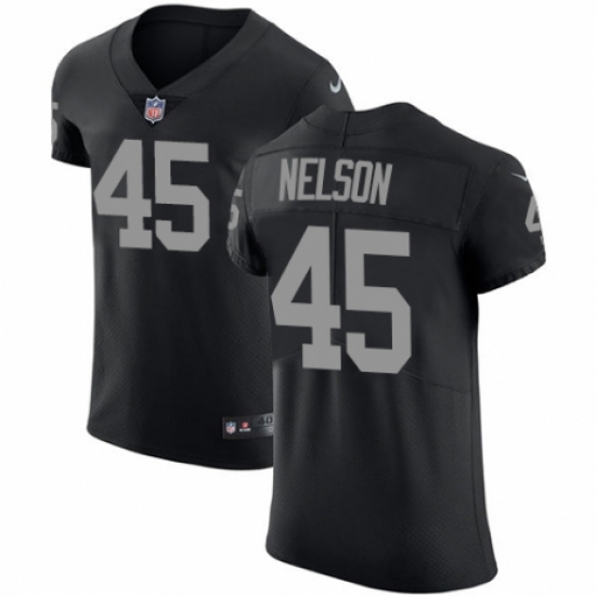 Men's Nike Oakland Raiders 45 Nick Nelson Black Team Color Vapor Untouchable Elite Player NFL Jersey