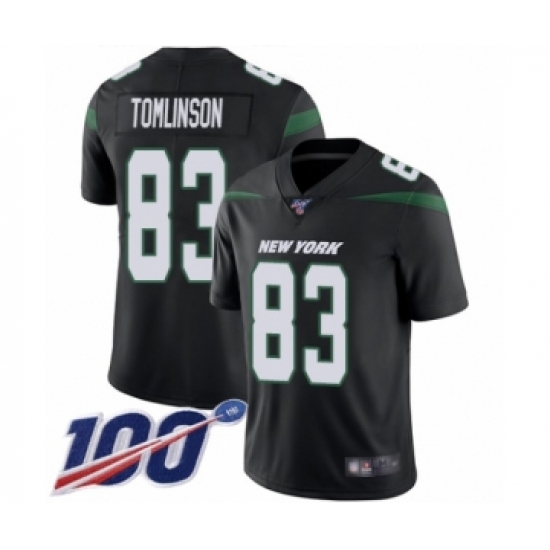 Men's New York Jets 83 Eric Tomlinson Black Alternate Vapor Untouchable Limited Player 100th Season Football Jersey