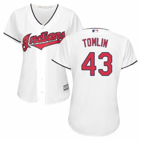 Women's Majestic Cleveland Indians 43 Josh Tomlin Replica White Home Cool Base MLB Jersey
