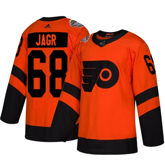 Men's Adidas Philadelphia Flyers 68 Jaromir Jagr Orange Authentic 2019 Stadium Series Stitched NHL Jersey