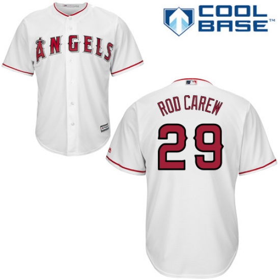 Men's Majestic Los Angeles Angels of Anaheim 29 Rod Carew Replica White Home Cool Base MLB Jersey