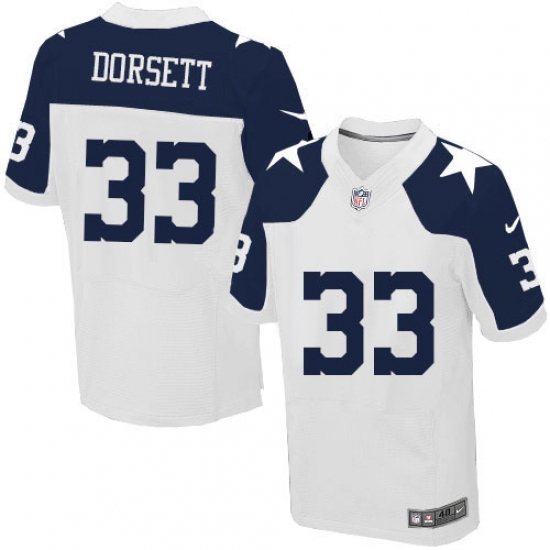 Men's Nike Dallas Cowboys 33 Tony Dorsett Elite White Throwback Alternate NFL Jersey
