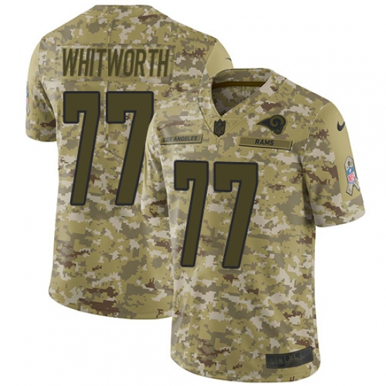 Youth Nike Los Angeles Rams 77 Andrew Whitworth Limited Camo 2018 Salute to Service NFL Jersey