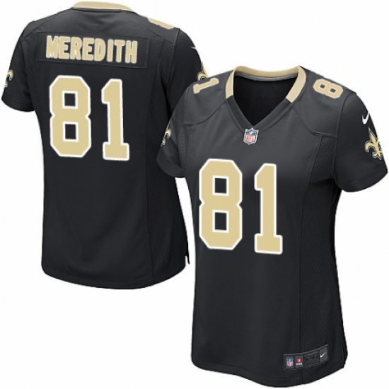Women's Nike New Orleans Saints 81 Cameron Meredith Game Black Team Color NFL Jersey