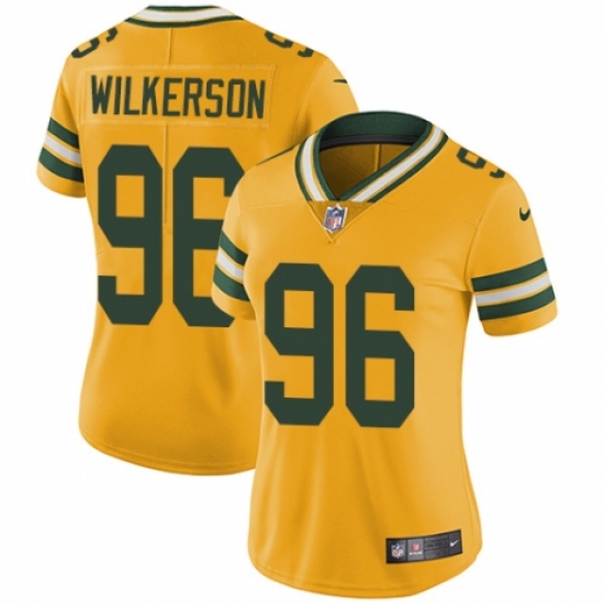 Women's Nike Green Bay Packers 96 Muhammad Wilkerson Limited Gold Rush Vapor Untouchable NFL Jersey