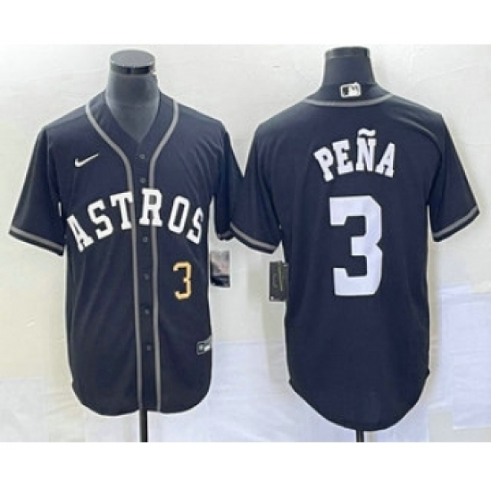 Men's Houston Astros 3 Jeremy Pena Number Black Cool Base Stitched Baseball Jersey