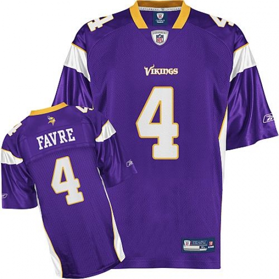 Reebok Minnesota Vikings 4 Brett Favre Purple Team Color Authentic Throwback NFL Jersey