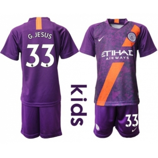 Manchester City 33 G.Jesus Third Kid Soccer Club Jersey