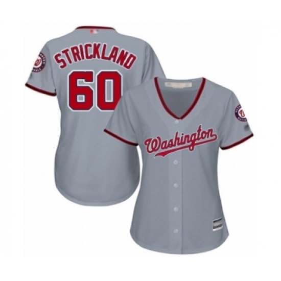 Women's Washington Nationals 60 Hunter Strickland Authentic Grey Road Cool Base Baseball Player Jersey