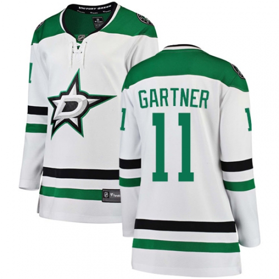 Women's Dallas Stars 11 Mike Gartner Authentic White Away Fanatics Branded Breakaway NHL Jersey