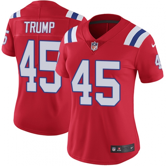 Women's Nike New England Patriots 45 Donald Trump Red Alternate Vapor Untouchable Limited Player NFL Jersey