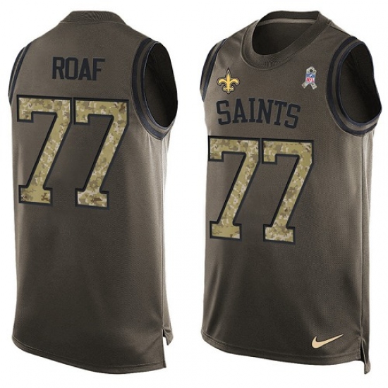 Men's Nike New Orleans Saints 77 Willie Roaf Limited Green Salute to Service Tank Top NFL Jersey