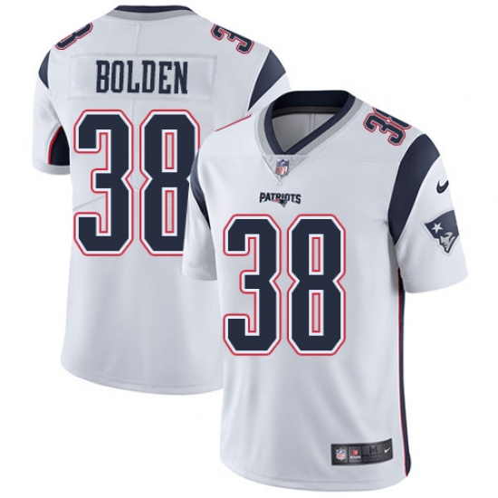 Men's Nike New England Patriots 38 Brandon Bolden White Vapor Untouchable Limited Player NFL Jersey