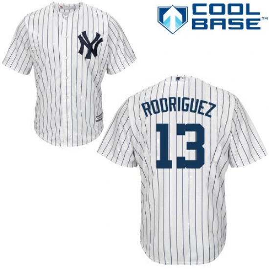 Men's Majestic New York Yankees 13 Alex Rodriguez Replica White Home MLB Jersey