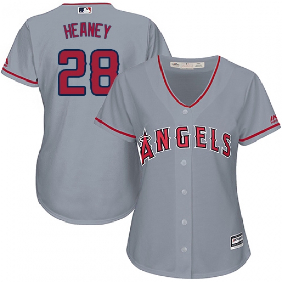 Women's Majestic Los Angeles Angels of Anaheim 28 Andrew Heaney Authentic Grey Road Cool Base MLB Jersey
