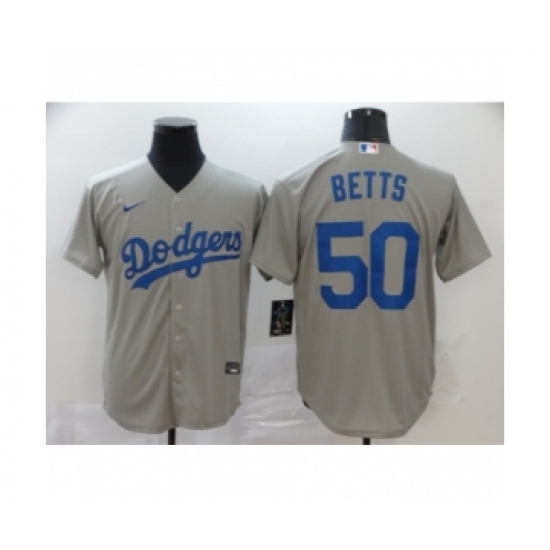 Men's Los Angeles Dodgers 50 Mookie Betts Royal Gray 2020 Cool Base Jersey