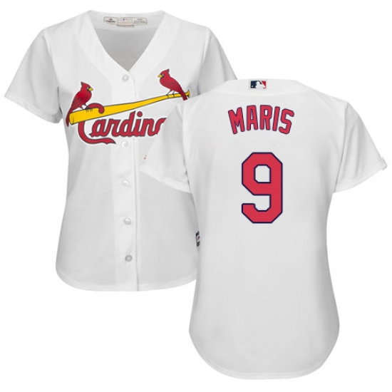 Women's Majestic St. Louis Cardinals 9 Roger Maris Replica White Home Cool Base MLB Jersey