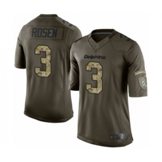 Men's Miami Dolphins 3 Josh Rosen Limited Green Salute to Service Football Jersey