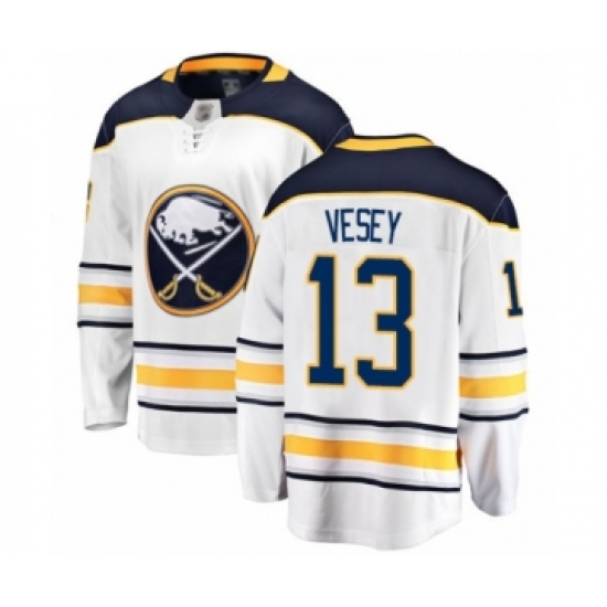 Men's Buffalo Sabres 13 Jimmy Vesey Fanatics Branded White Away Breakaway Hockey Jersey