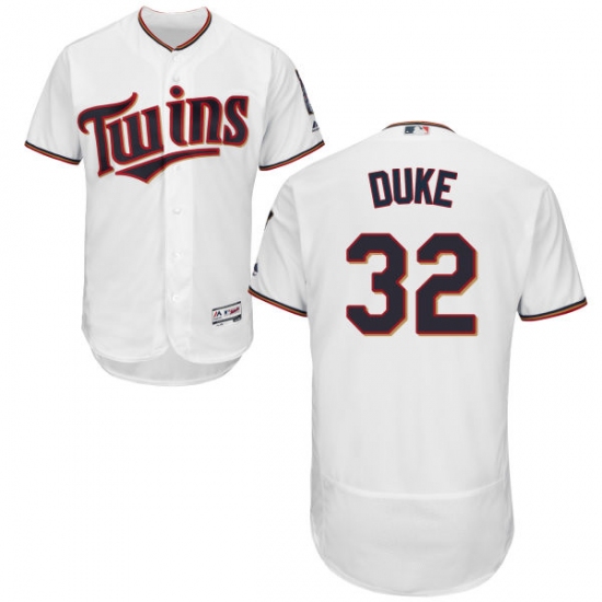 Men's Majestic Minnesota Twins 32 Zach Duke White Home Flex Base Authentic Collection MLB Jersey