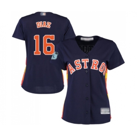 Women's Houston Astros 16 Aledmys Diaz Authentic Navy Blue Alternate Cool Base Baseball Jersey