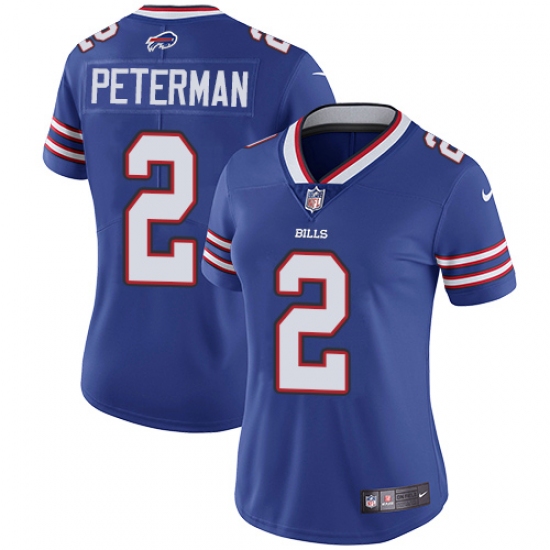 Women's Nike Buffalo Bills 2 Nathan Peterman Royal Blue Team Color Vapor Untouchable Limited Player NFL Jersey