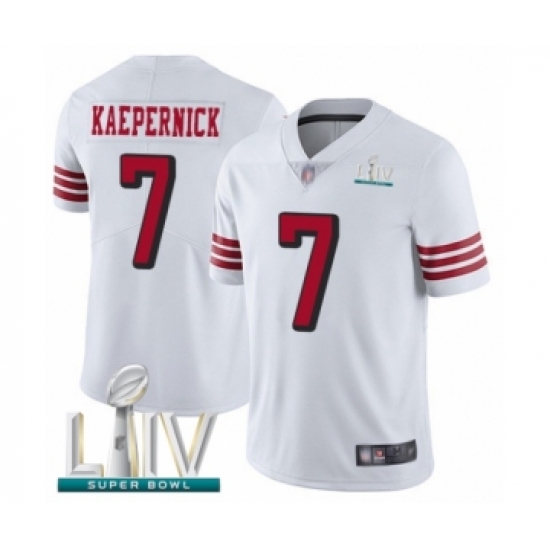 Men's San Francisco 49ers 7 Colin Kaepernick Limited White Rush Vapor Untouchable Super Bowl LIV Bound Football Jersey