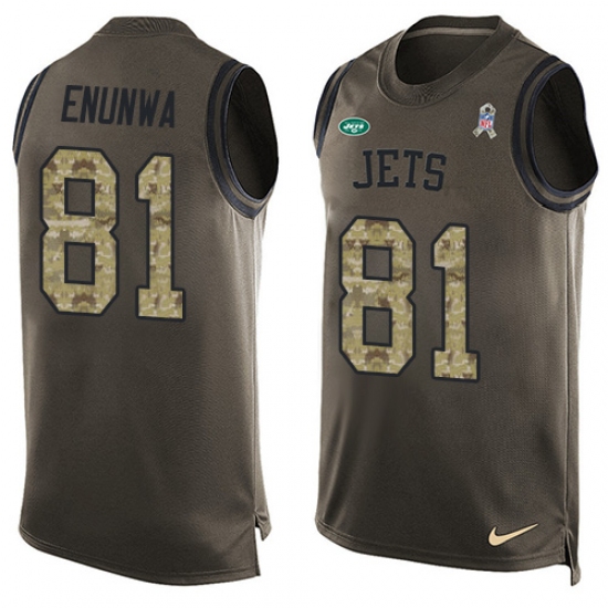 Men's Nike New York Jets 81 Quincy Enunwa Limited Green Salute to Service Tank Top NFL Jersey