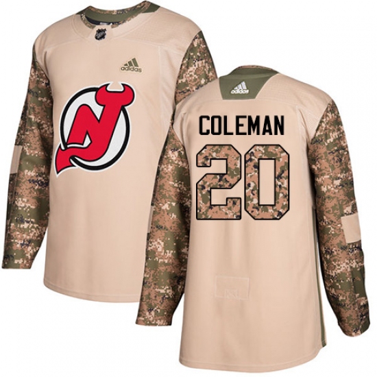 Youth Adidas New Jersey Devils 20 Blake Coleman Authentic Camo Veterans Day Practice NHL Jersey