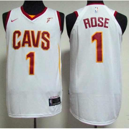 Men's Nike Cleveland Cavaliers 1 Derrick Rose White Stitched NBA Swingman Jersey