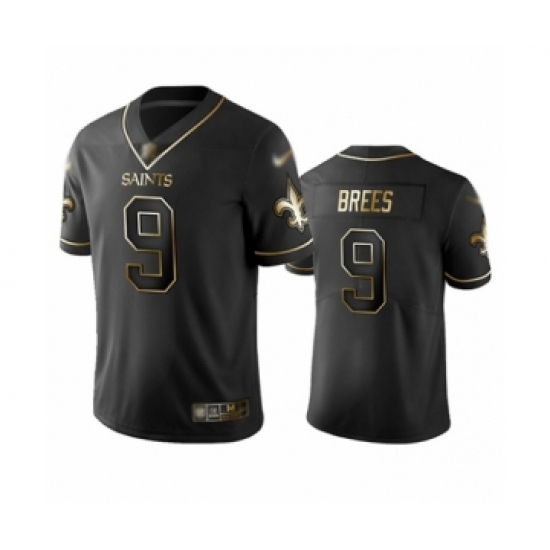 Men's New Orleans Saints 9 Drew Brees Limited Black Golden Edition Football Jersey