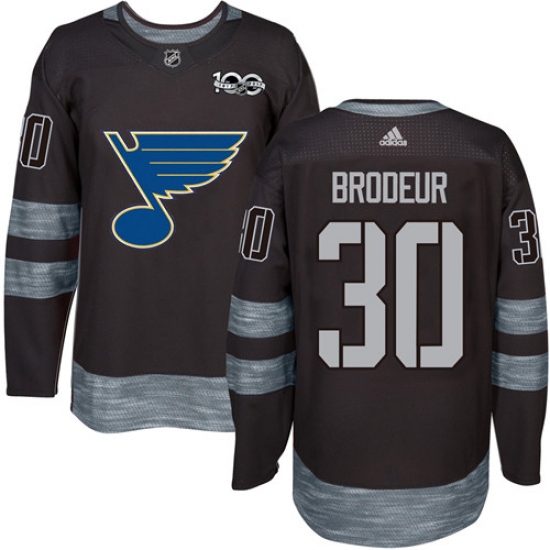 Men's Adidas St. Louis Blues 30 Martin Brodeur Authentic Black 1917-2017 100th Anniversary NHL Jersey