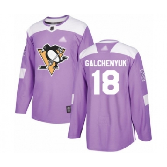 Men's Pittsburgh Penguins 18 Alex Galchenyuk Authentic Purple Fights Cancer Practice Hockey Jersey