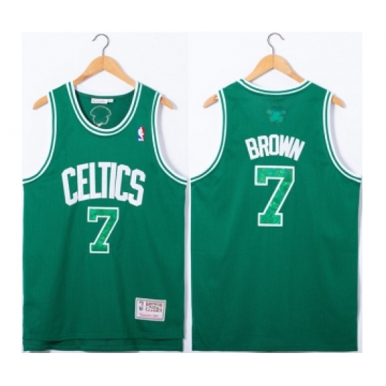 Men's Boston Celtics 7 Jaylen Brown Green Stitched Jersey