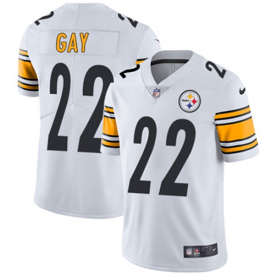 Men's Nike Pittsburgh Steelers 22 William Gay White Vapor Untouchable Limited Player NFL Jersey
