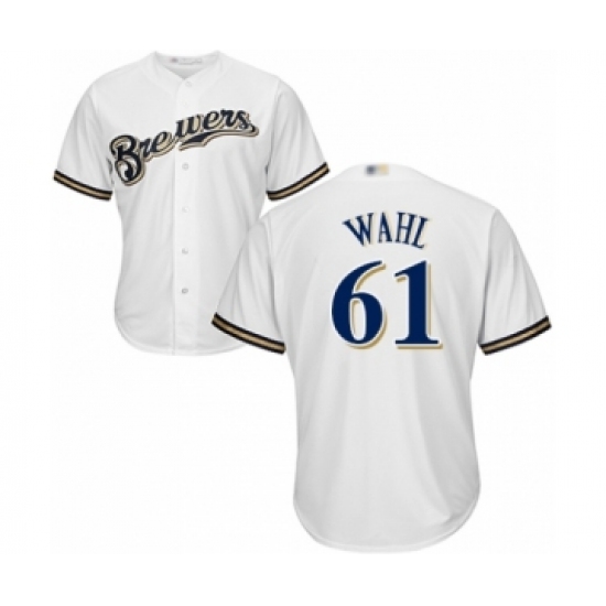 Youth Milwaukee Brewers 61 Bobby Wahl Authentic White Home Cool Base Baseball Player Jersey