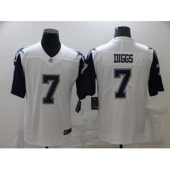 Men's Dallas Cowboys 7 Trevon Diggs White Thanksgiving Throwback Limited Jersey