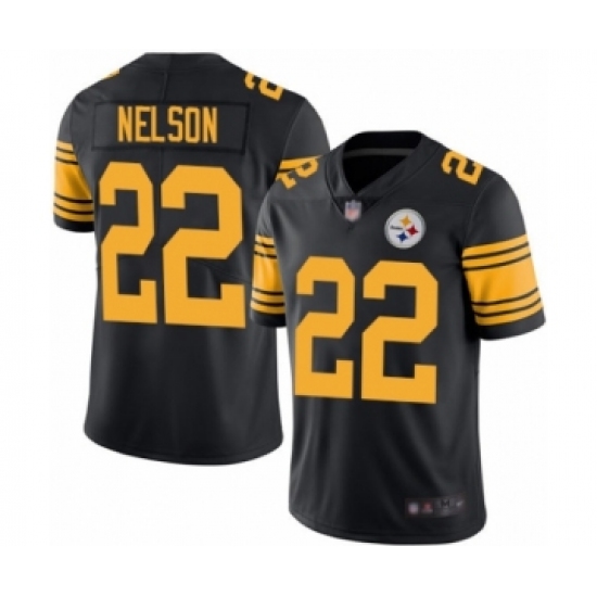 Men's Pittsburgh Steelers 22 Steven Nelson Limited Black Rush Vapor Untouchable Football Jersey