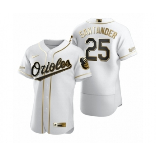Men's Baltimore Orioles 25 Anthony Santander Nike White Authentic Golden Edition Jersey