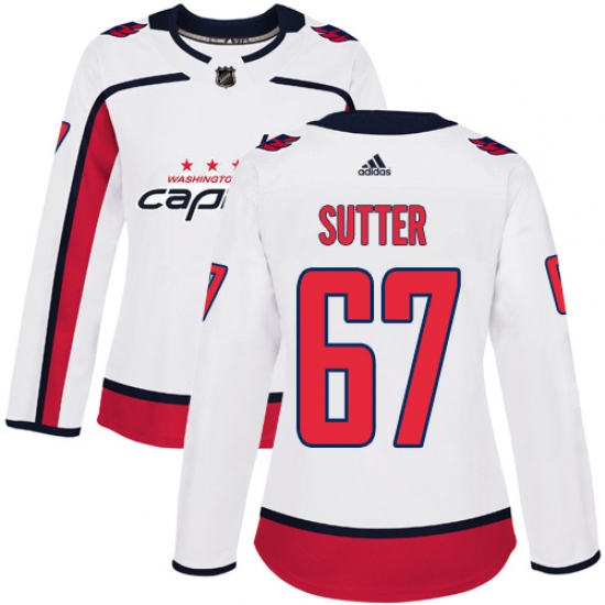 Women's Adidas Washington Capitals 67 Riley Sutter Authentic White Away NHL Jersey