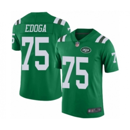 Men's New York Jets 75 Chuma Edoga Elite Green Rush Vapor Untouchable Football Jersey