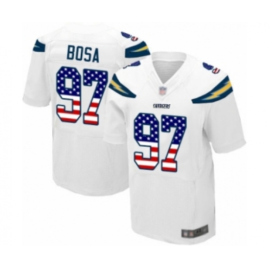 Men's Los Angeles Chargers 97 Joey Bosa Elite White Road USA Flag Fashion Football Jersey