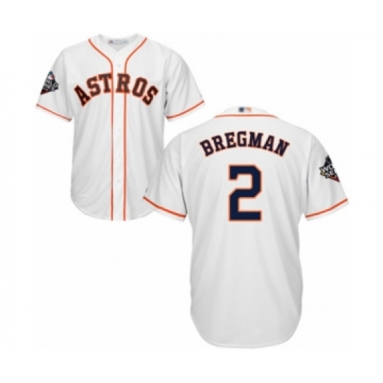 Youth Houston Astros 2 Alex Bregman Authentic White Home Cool Base 2019 World Series Bound Baseball Jersey