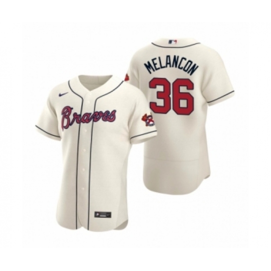 Men's Atlanta Braves 36 Mark Melancon Nike Cream Authentic 2020 Alternate Jersey