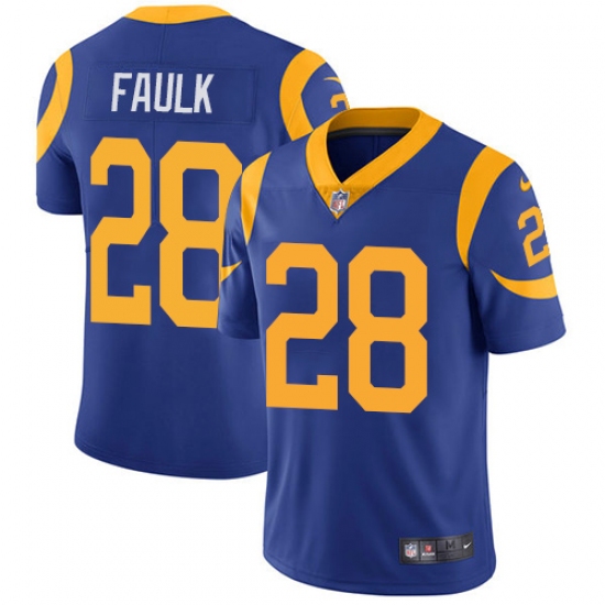 Youth Nike Los Angeles Rams 28 Marshall Faulk Royal Blue Alternate Vapor Untouchable Limited Player NFL Jersey