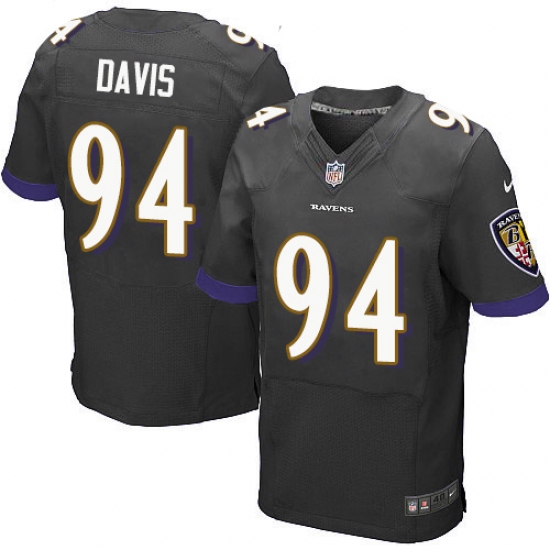 Men's Nike Baltimore Ravens 94 Carl Davis Elite Black Alternate NFL Jersey