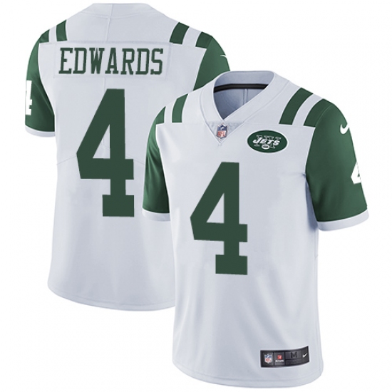 Men's Nike New York Jets 4 Lac Edwards White Vapor Untouchable Limited Player NFL Jersey
