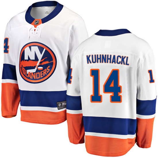 Youth New York Islanders 14 Tom Kuhnhackl Fanatics Branded White Away Breakaway NHL Jersey