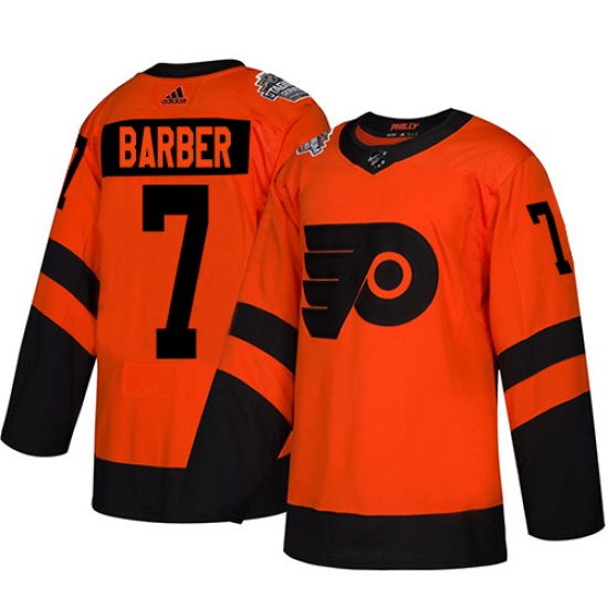 Youth Adidas Philadelphia Flyers 7 Bill Barber Orange Authentic 2019 Stadium Series Stitched NHL Jersey