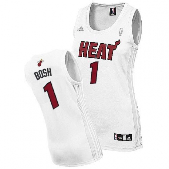 Women's Adidas Miami Heat 1 Chris Bosh Swingman White Home NBA Jersey